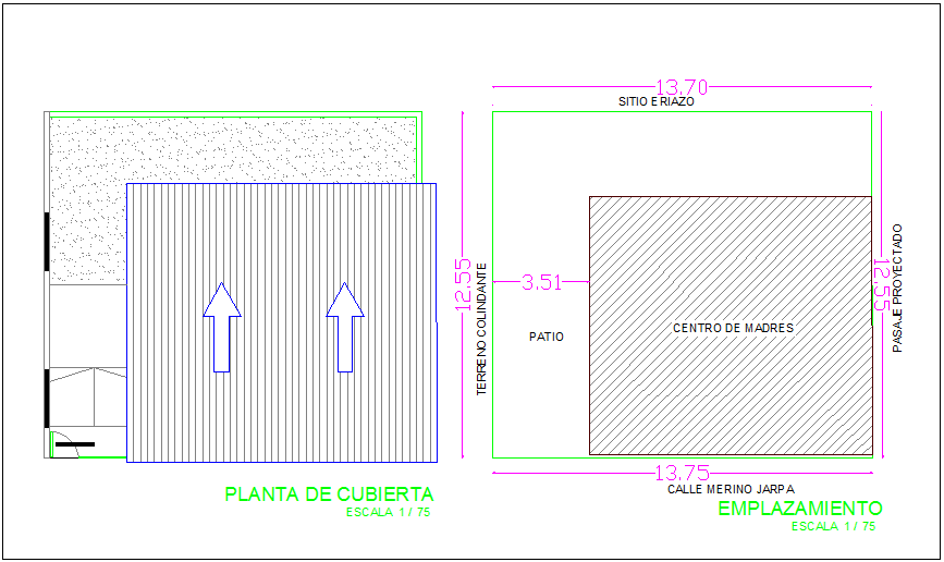 Cover plant with site of head social office dwg file