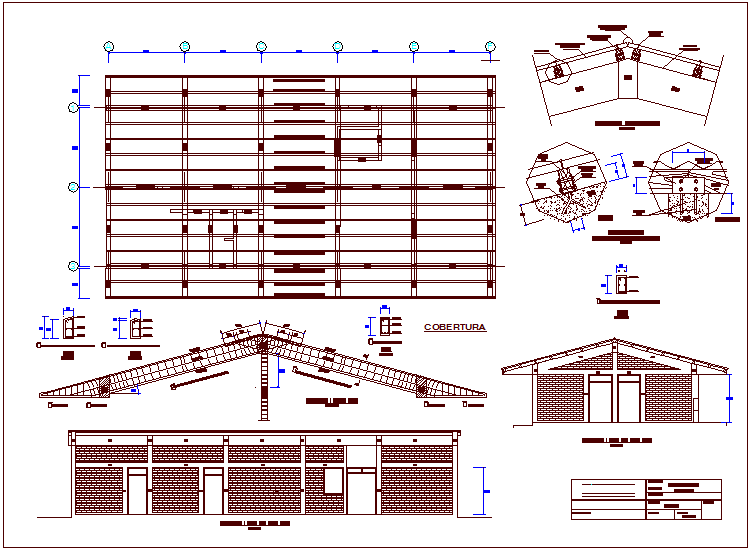 Coverage plan with elevation and detail view of rural medical dwg file i