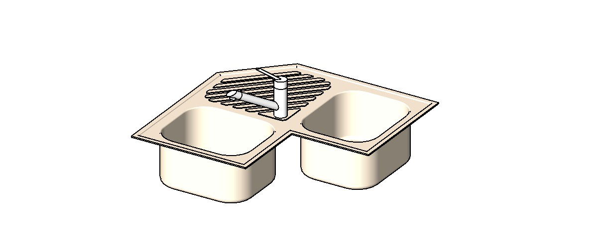 Creative double joint sink 3d block cad drawing details skp file