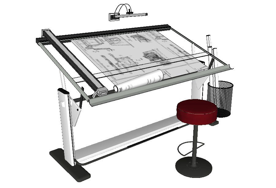 Creative drafting machine with table 3d model skp file