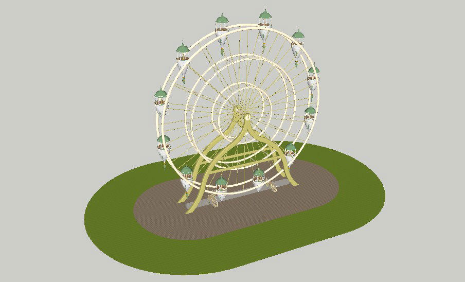 Elvish Ferris Wheel 3D Drawing Model with CAD Details