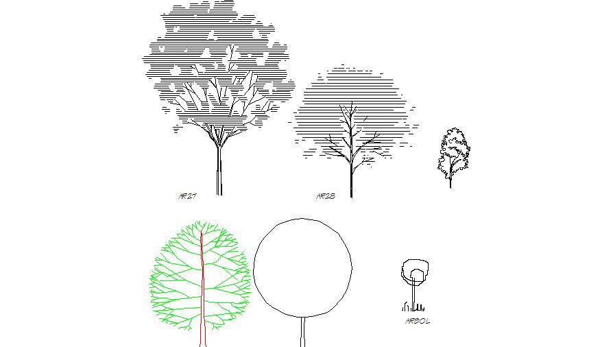 Creative garden tree blocks cad drawing details dwg file
