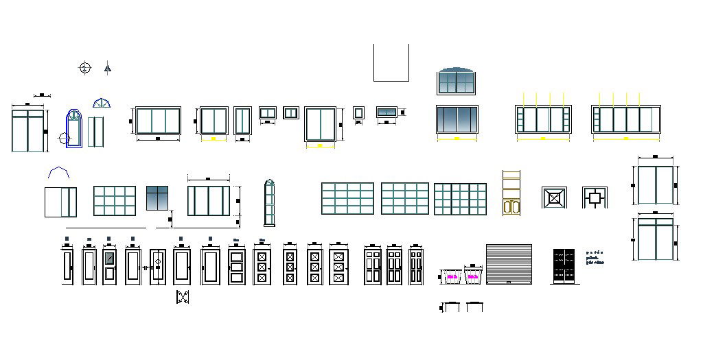 Creative house doors and windows blocks cad drawing details dwg file