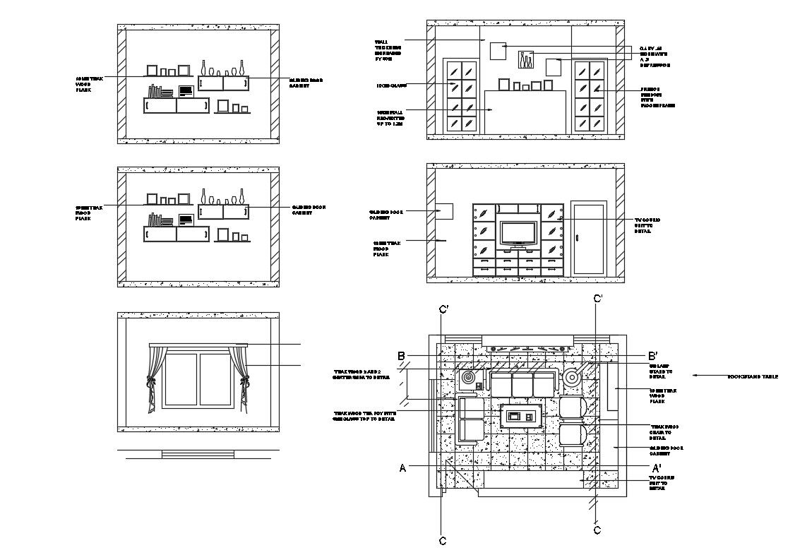 Creative household furniture and interior blocks cad drawing details dwg file