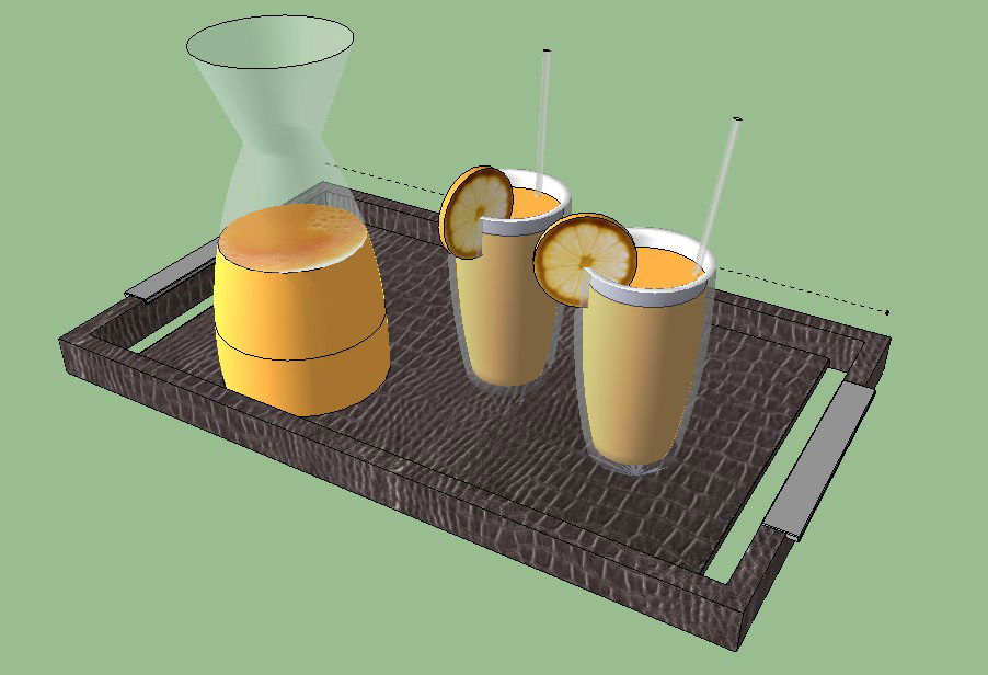 Creative Juice Set and Tray 3D CAD Block in DWG Format