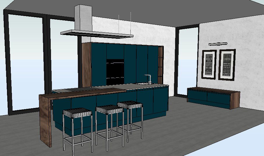 Creative kitchen interior 3d model cad drawing details skp file