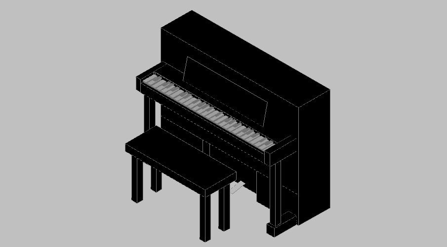 Creative piano and piano table 3d blocks cad drawing details dwg file