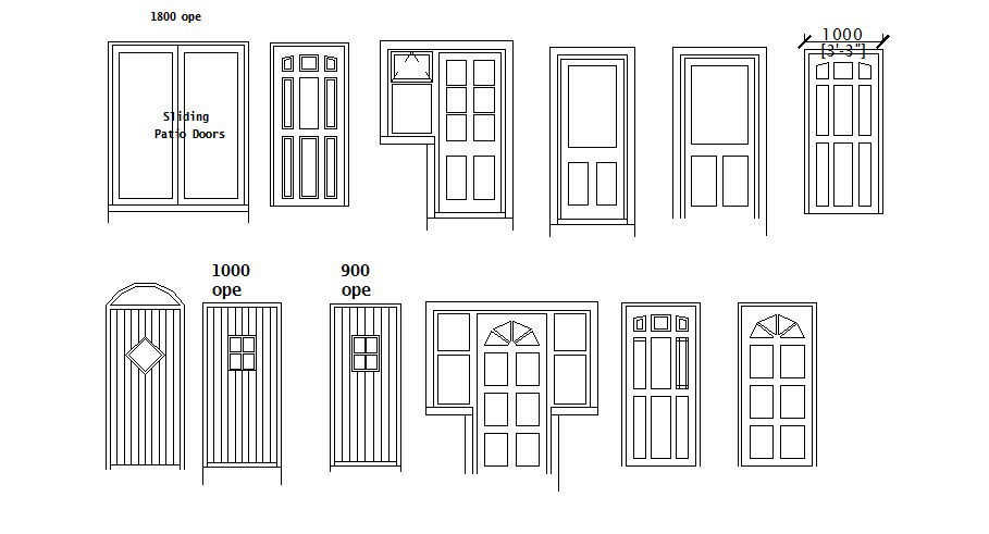 Creative single doors and sliding door blocks details dwg file