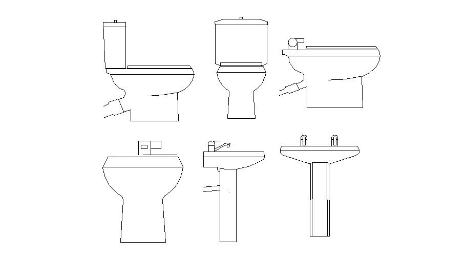Creative sink and toilet sheet elevation blocks details dwg file