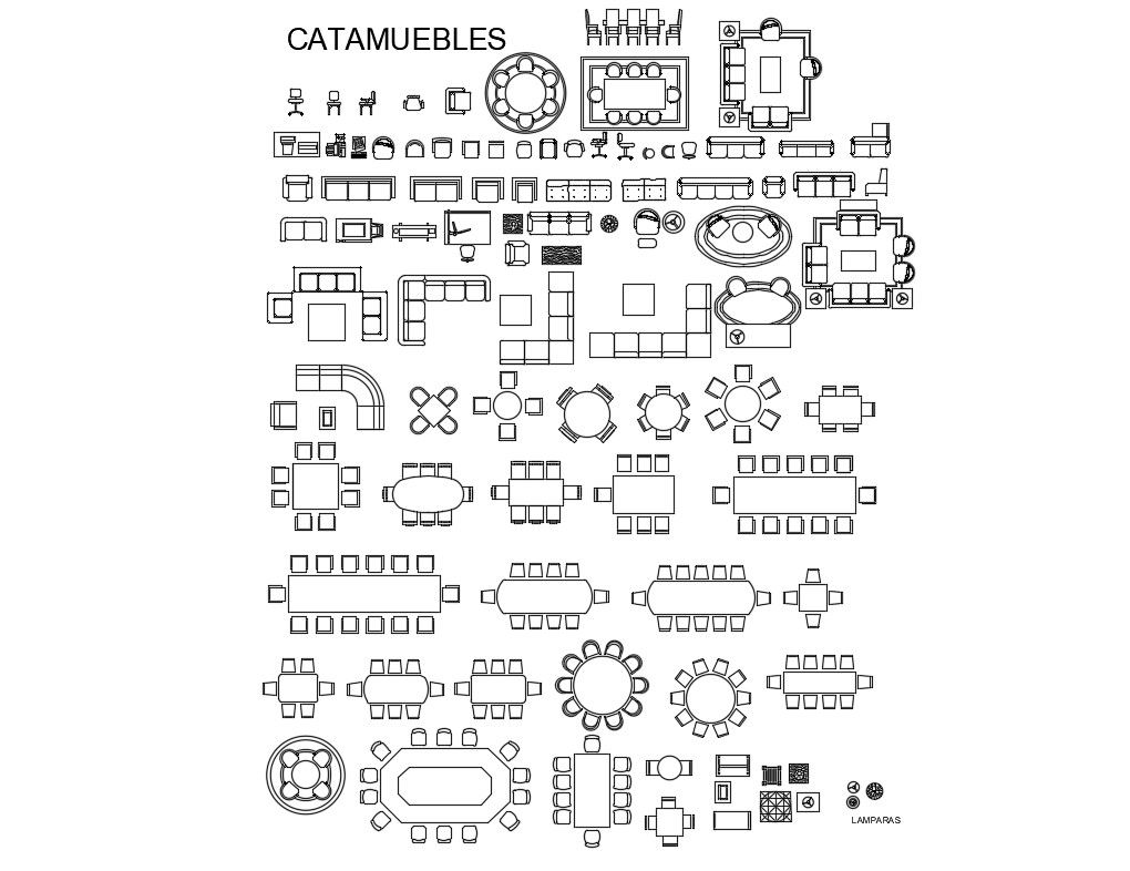 Creative sofa-sets, dining table and furniture blocks cad drawing details dwg file