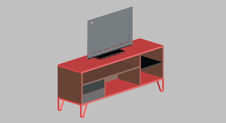 Creative television table 3d elevation cad drawing details dwg file