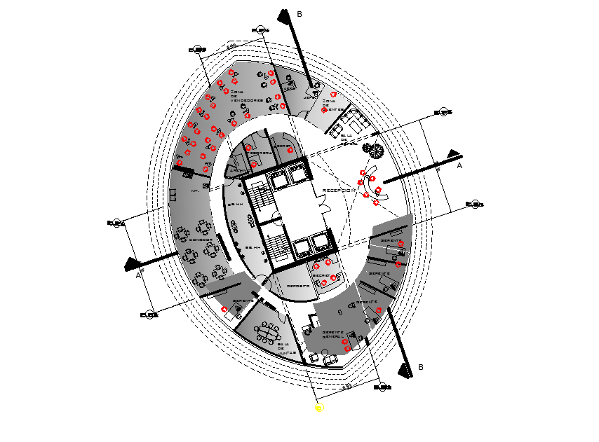 Creative restaurant drawing floor plan presented in this AutoCAD file. Download the AutoCAD file.