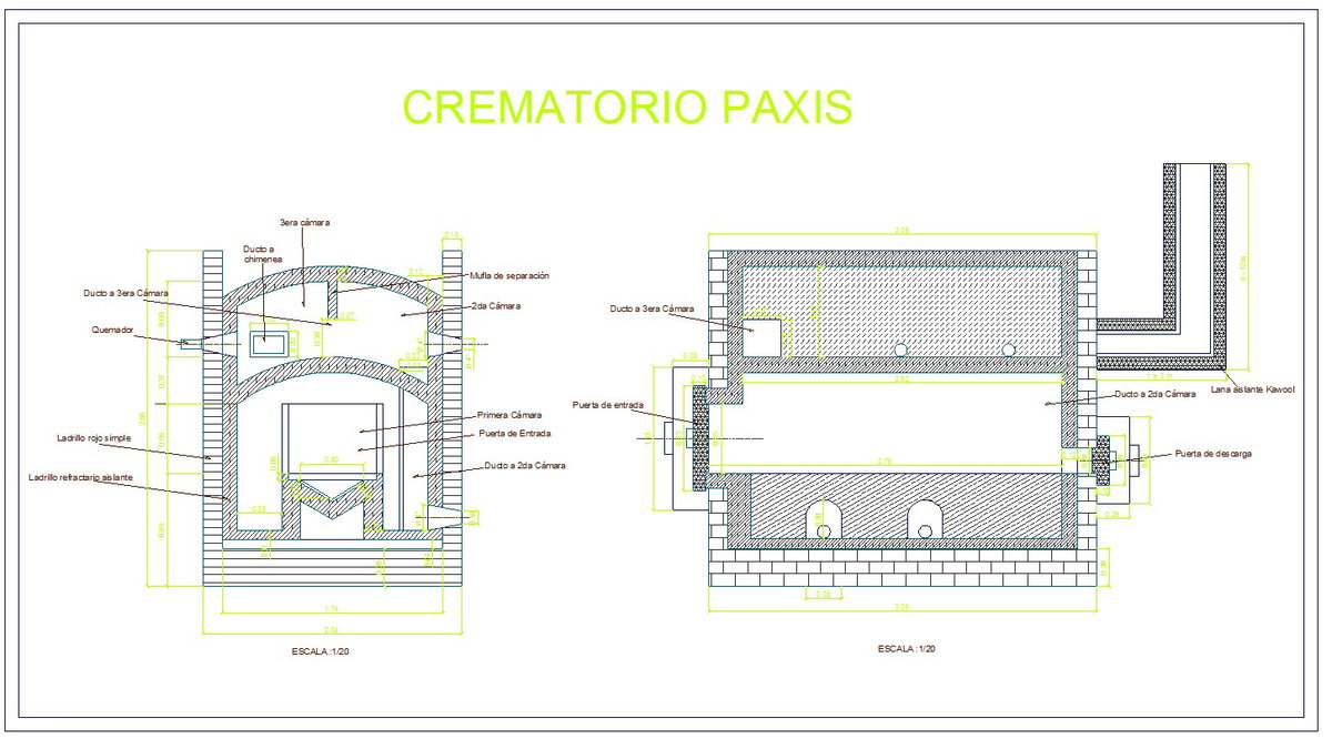 Crematoriums Oven CAD Plans Elevations and Sections Designs.