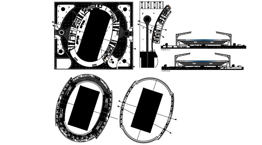 Cricket Ground Plan And Elevations AutoCAD Layout
