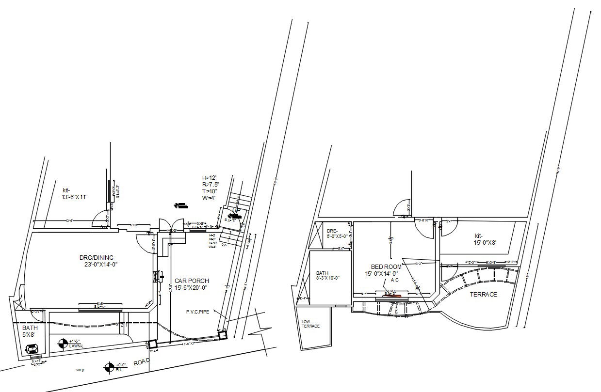Architectural Cropped Floor Plan Section in AutoCAD DWG File