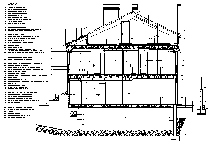 Cross Section house detail dwg file