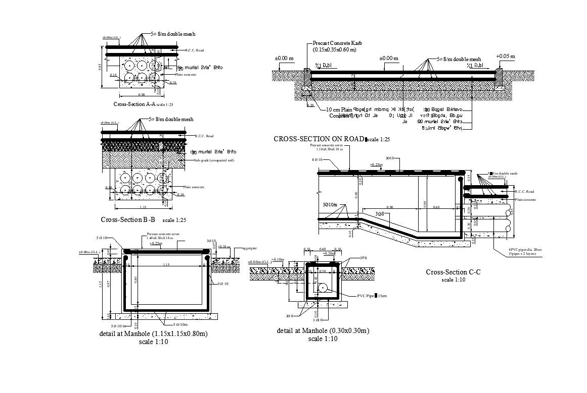 Cross-Section On Road Detail AutoCAD Dwg Files