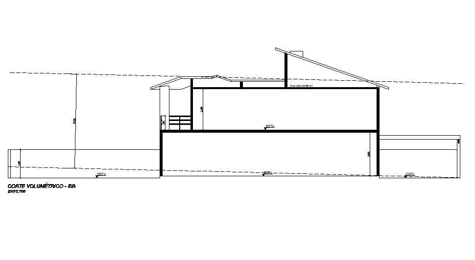 Cross section BB of modern house plan