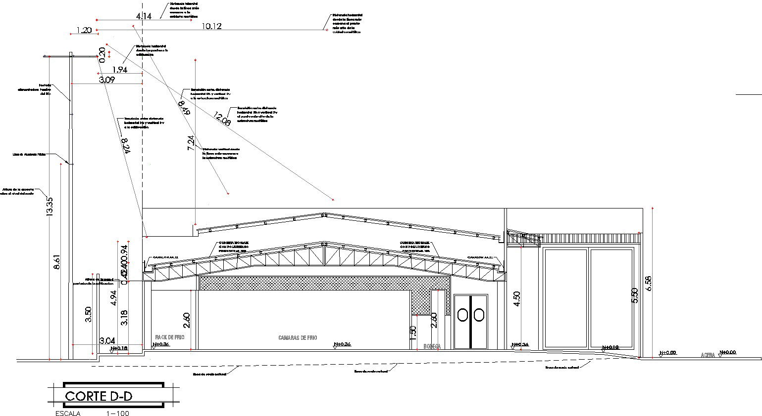 Cross section d-d' of main plan of cold chamber & cold rack