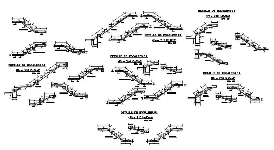Cross section of different stair detail in AutoCAD 2D drawing, CAD file, dwg file