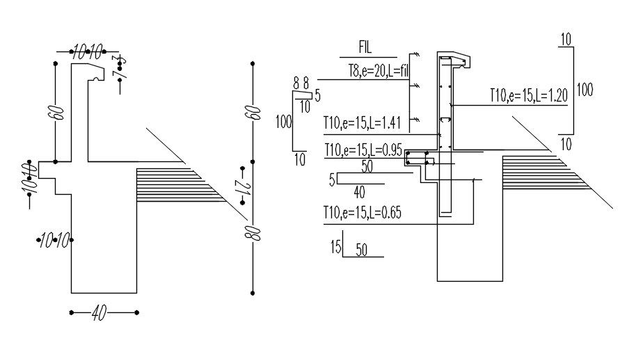 Cross section of formwork in detail AutoCAD 2D drawing, CAD file, dwg file
