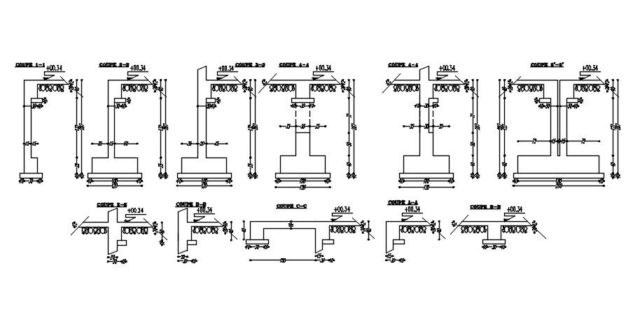 Cross section of foundation with details in AutoCAD 2D drawing, CAD file, dwg file