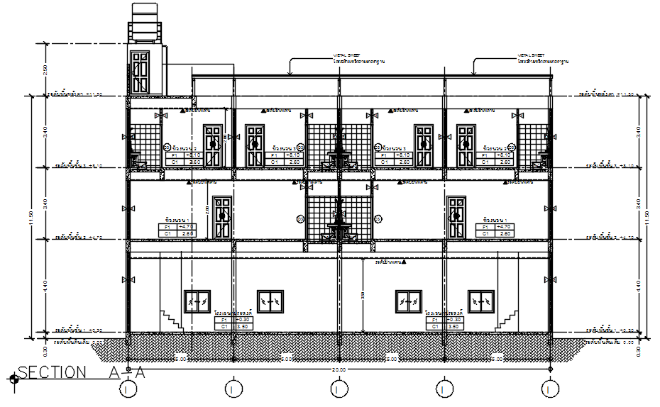 Cross section of house with detail AutoCAD drawing, CAD file, dwg file