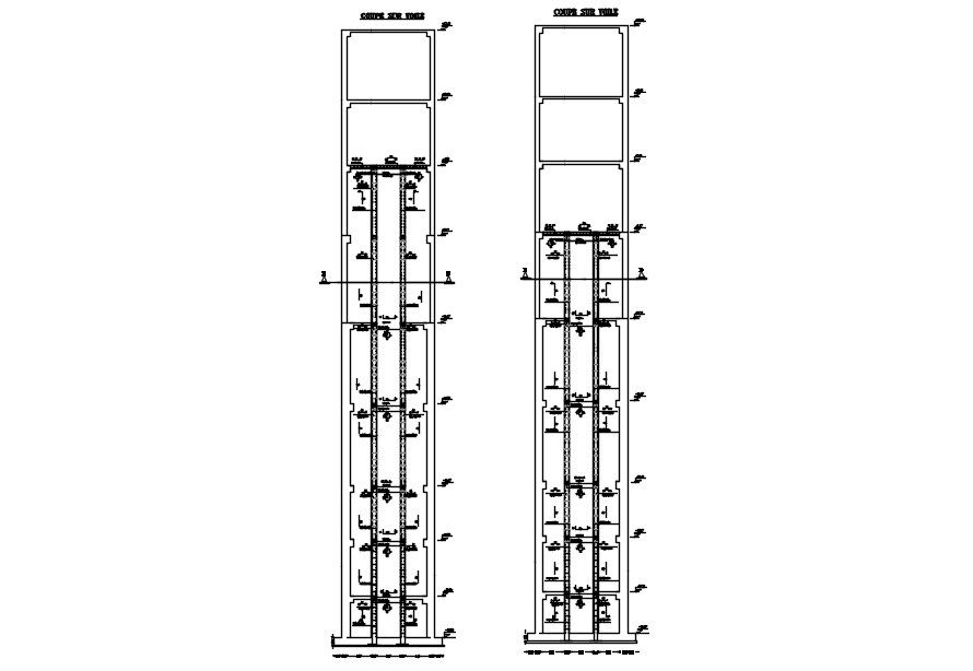 Cross section of lift formwork with reinforcement details in AutoCAD 2D drawing, CAD file, dwg file