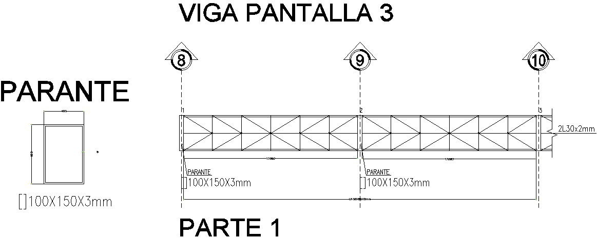 Cross section of screen beam design