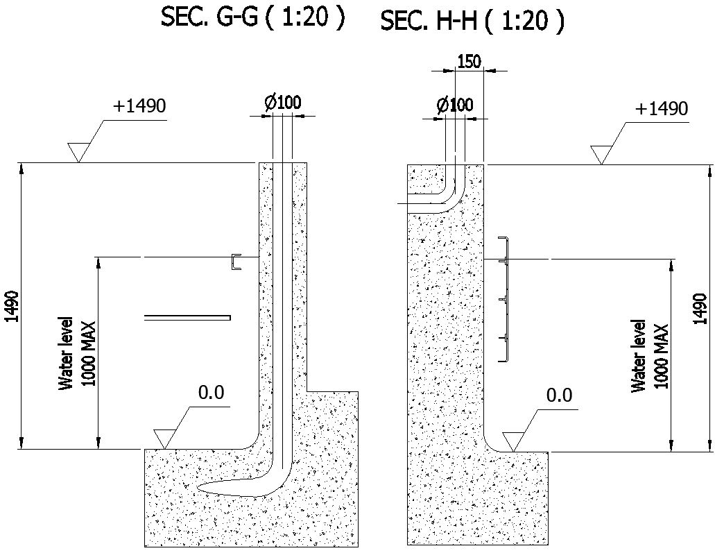 Central Caisson Cross Section Small Scale Model DWG File