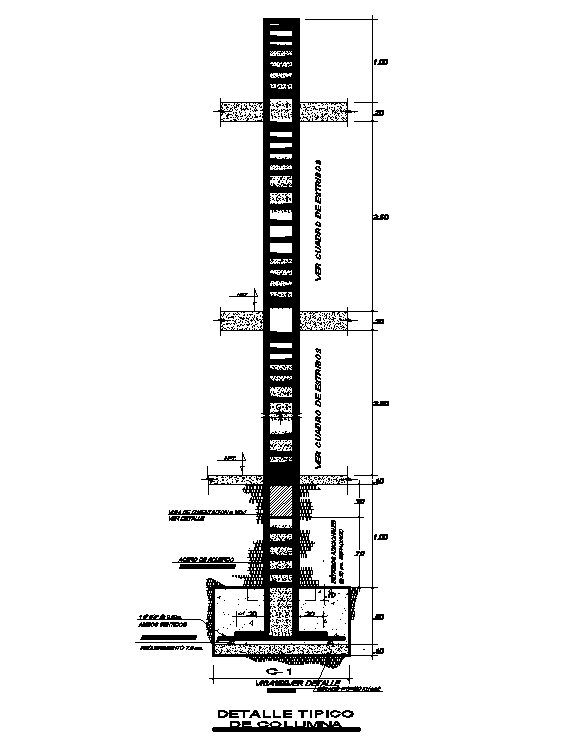 Cross section of the column is given for 8x19m house plan in this Autocad drawing file. Download now.