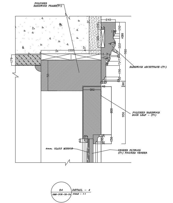 Cross section of wardrobe in detail AutoCAD 2D drawing, dwg file, CAD file