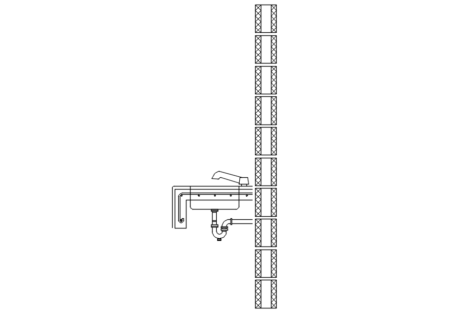 Cross section of washbasin in AutoCAD 2D drawing, dwg file, CAD file