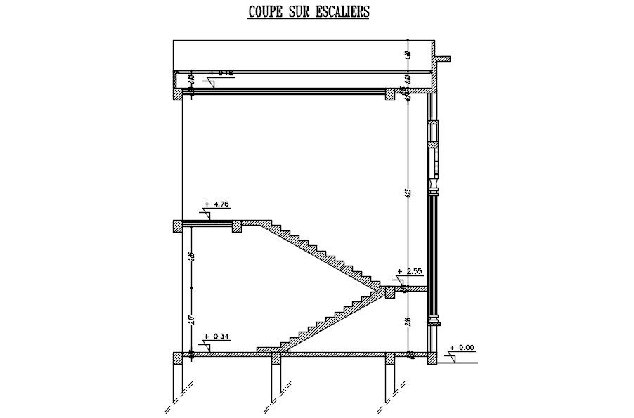 Cross sections of stairs with details in AutoCAD 2D drawing, CAD file, dwg file