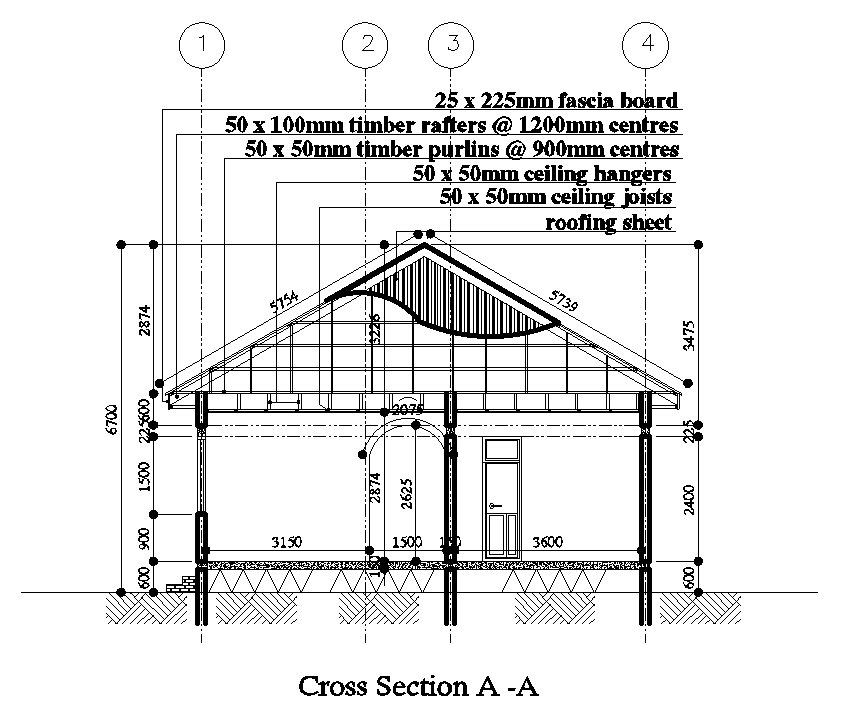 Cross section view of 9x11m ground floor house plan is given in this Autocad drawing file.Download now.