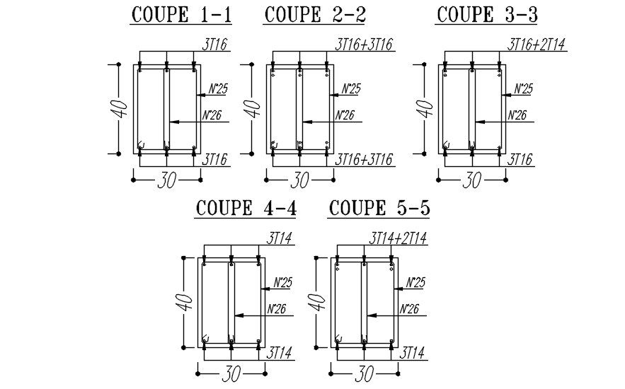 Cross-Section View Reinforcement Bar Layout Plan DWG File