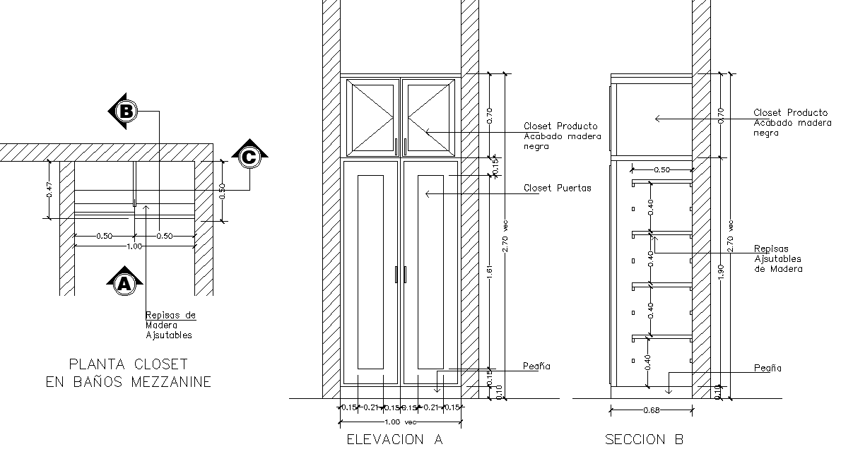 Cub board plan, elevation and section layout file