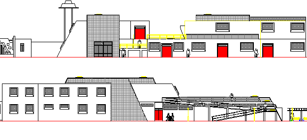 Cultural Center Architecture Layout and Elevation dwg file