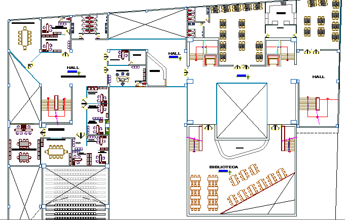 Cultural Center Architecture Layout and Structure Details dwg file