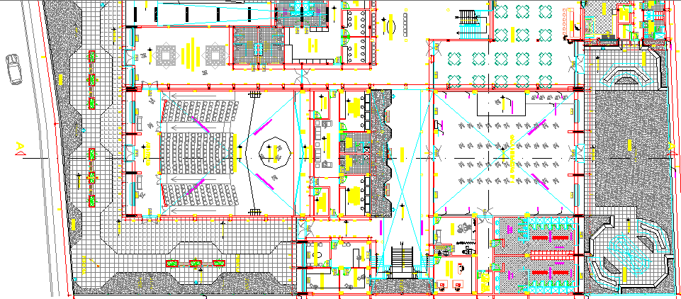 Cultural Center Architecture Layout and Structure Details dwg file