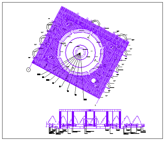 Cultural and sport center park architecture project dwg file
