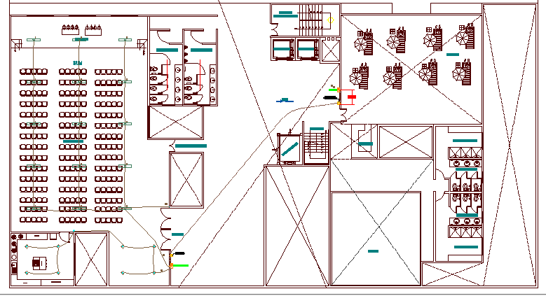 Cultural hall of multi-family housing building dwg file
