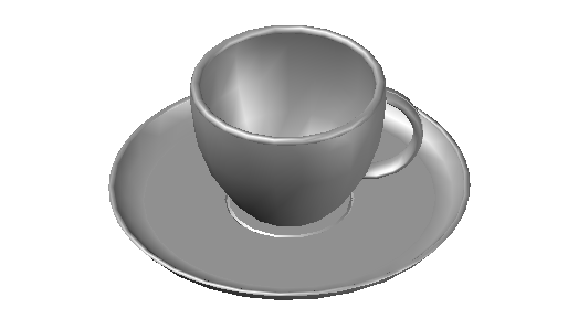 Cup and saucer elevation in 3d
