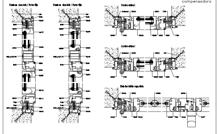 Cup rum fold window installation details profiles dwg file