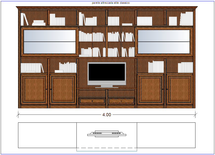 Cupboard plan and front view dwg file