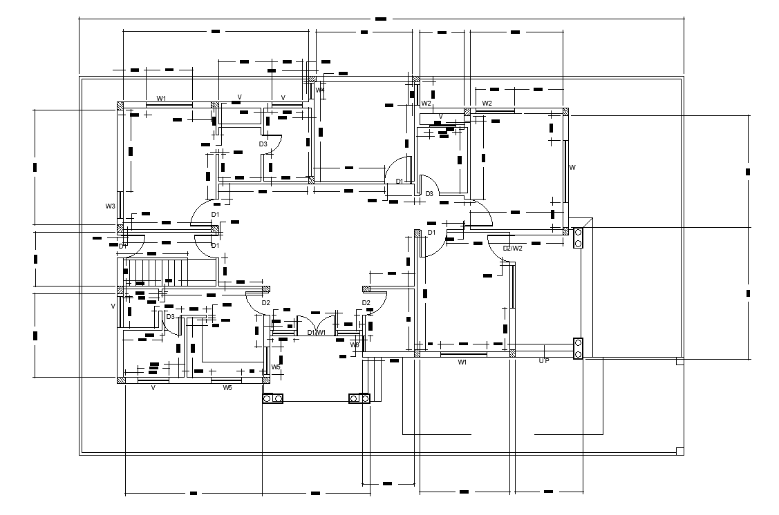 Current socket of 12x8m ground floor villa plan is given in this AutoCAD drawing model.Download now.