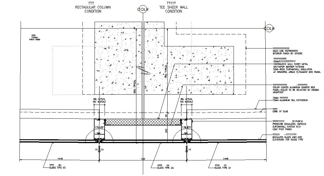 Curtain Glass Wall Installation CAD Drawing