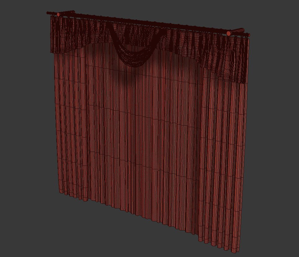 Curtain Rendered Drawing With Traditional Design In Upper Side 3D MAX File