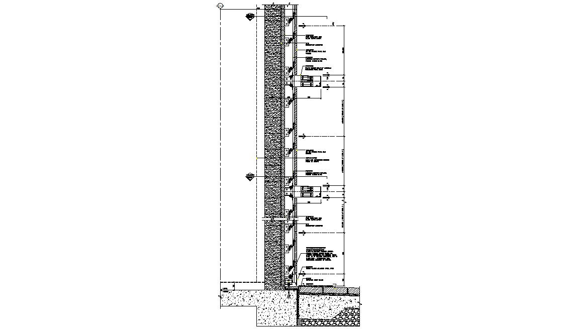 Curtain Wall Glass Section CAD Drawing