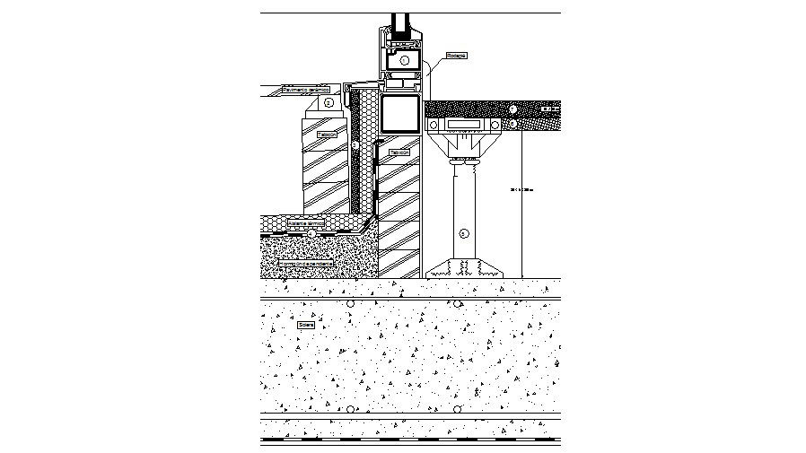 Curtain wall and crick wall construction cad drawing details dwg file